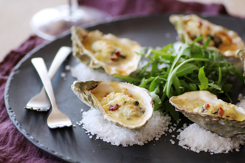 Huîtres fraîches gratinées à la Poséidon