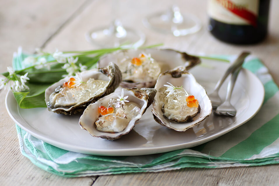 huîtres gelée champagne