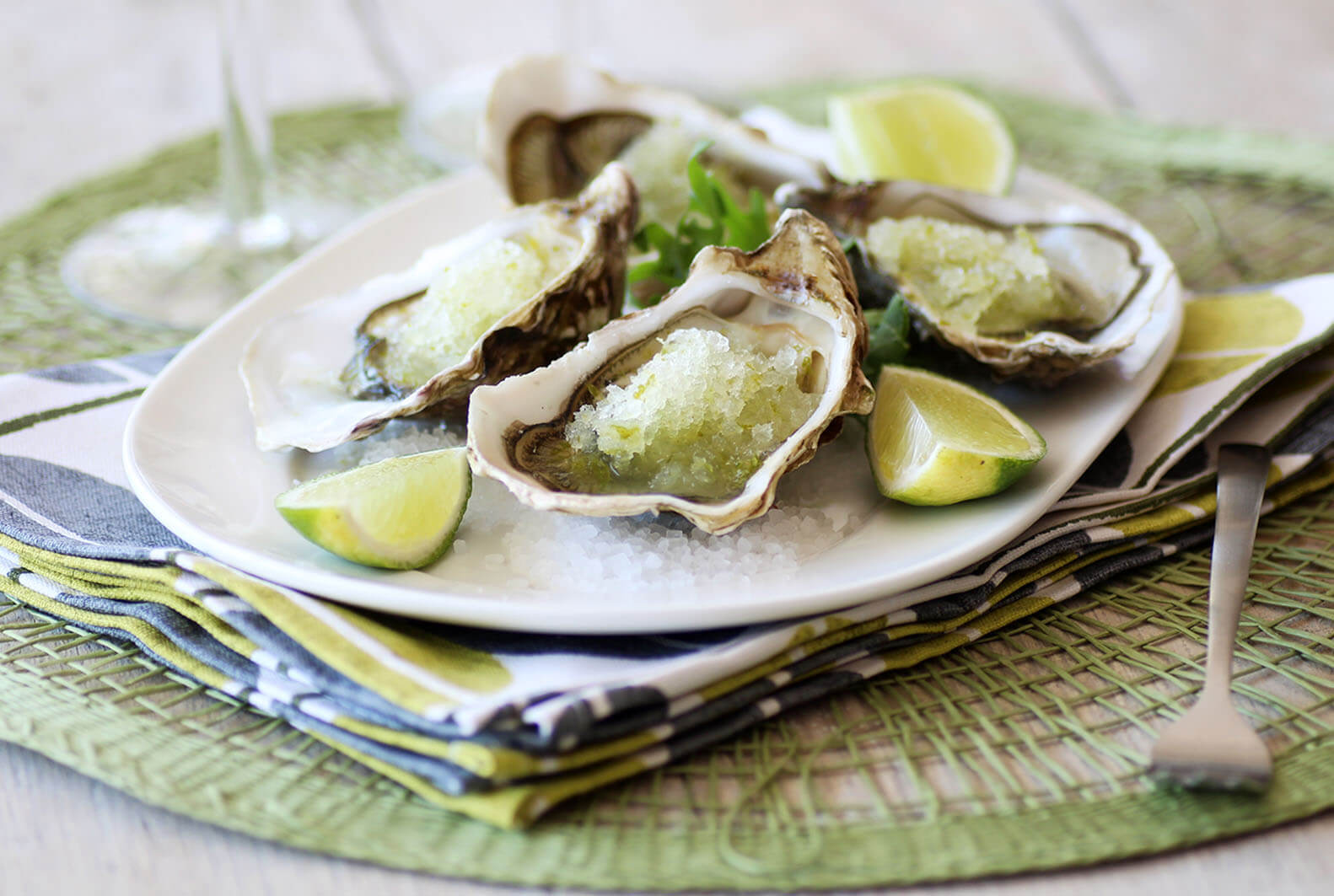 huîtres granite citron vert