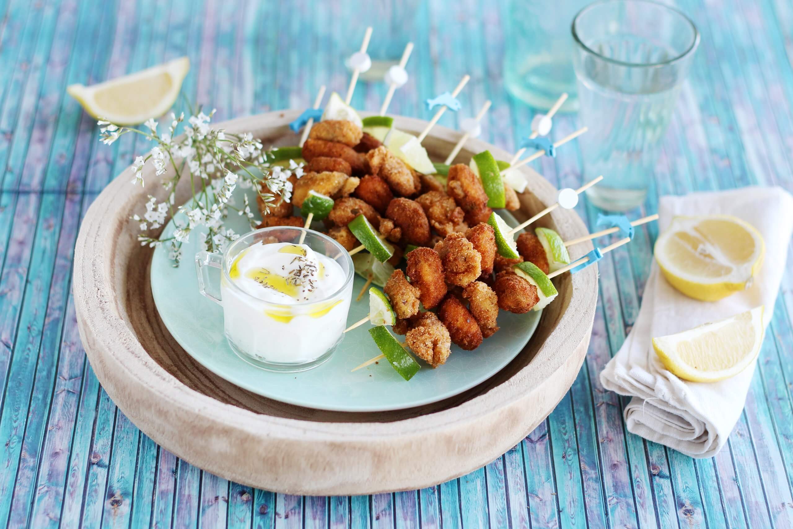 brochettes de moules croustillantes